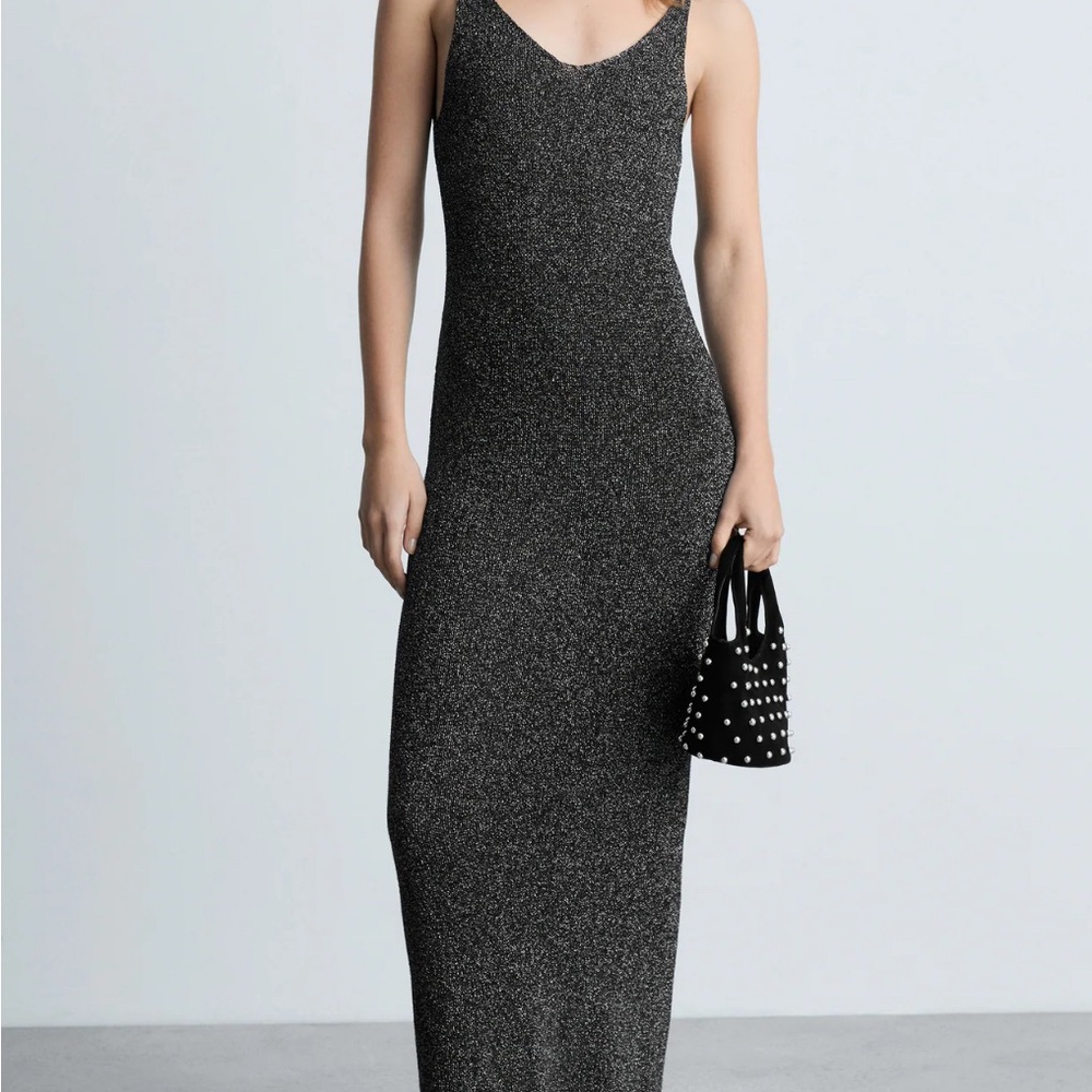 Mango Black Glitter Maxi Dress